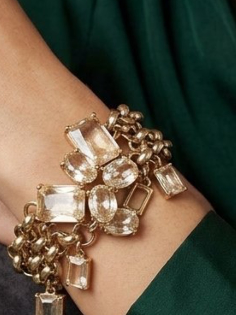 LOFT Gold-Tone Crystal Cluster Bracelet